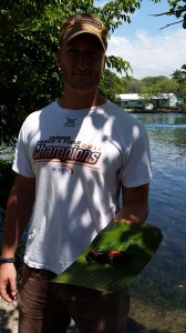 Jacob about to eat a squid!