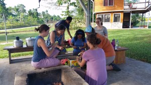 Ingredients: a certain banana that is more like a potato, kaukau (cross between a sweet potato and a regular one), & coconut milk