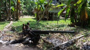 As we visited a local village, they brought us to these enormous Japanese guns left behind from WWII