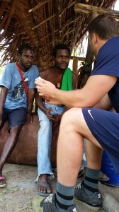 Jacob talking with his buddies