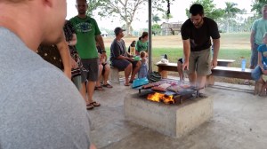 On Fridays we all get together and cook at the "haus kuk" on the grill